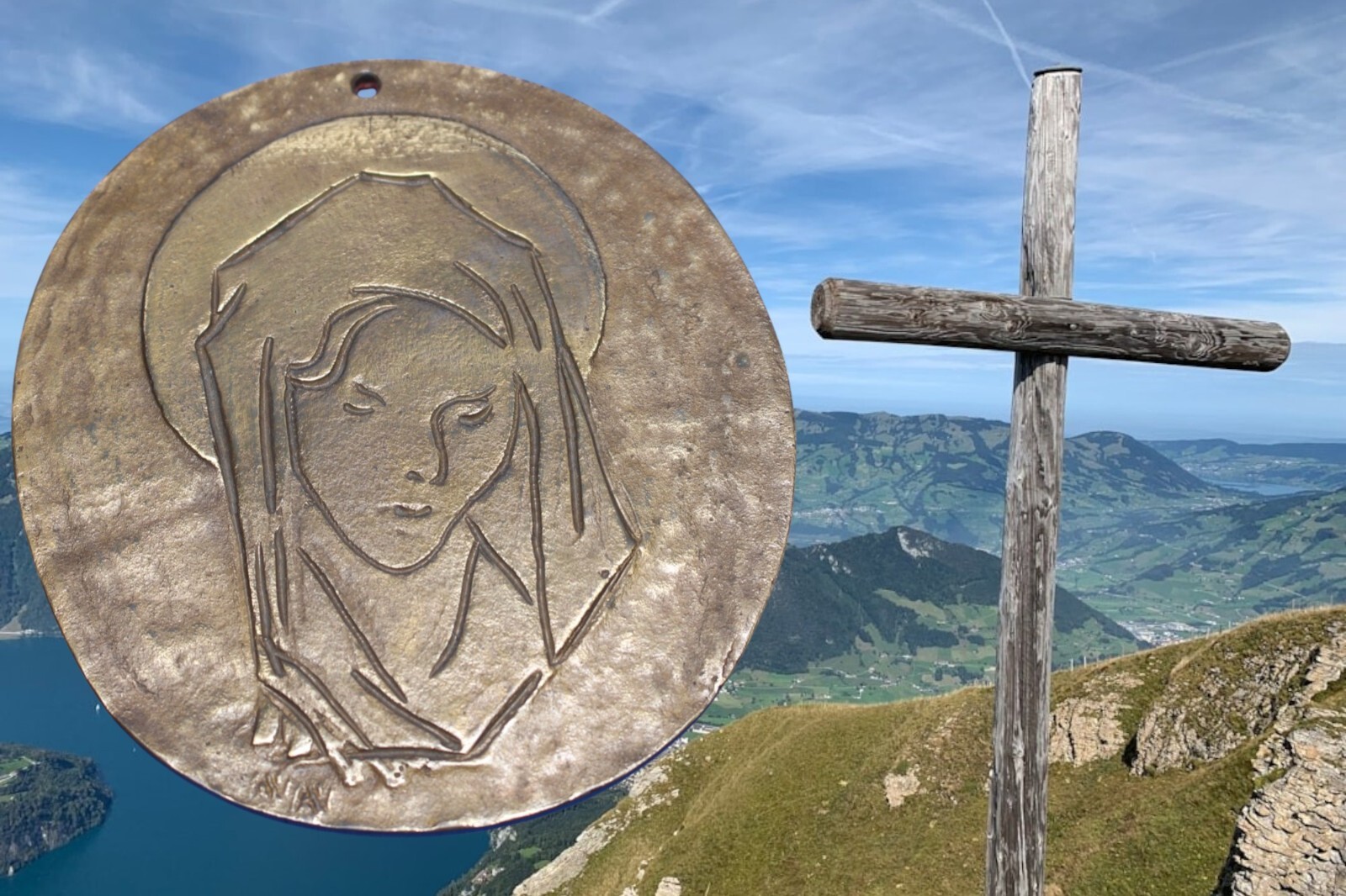 Brass Madonna Virgin Mother Mary Wall Hanging