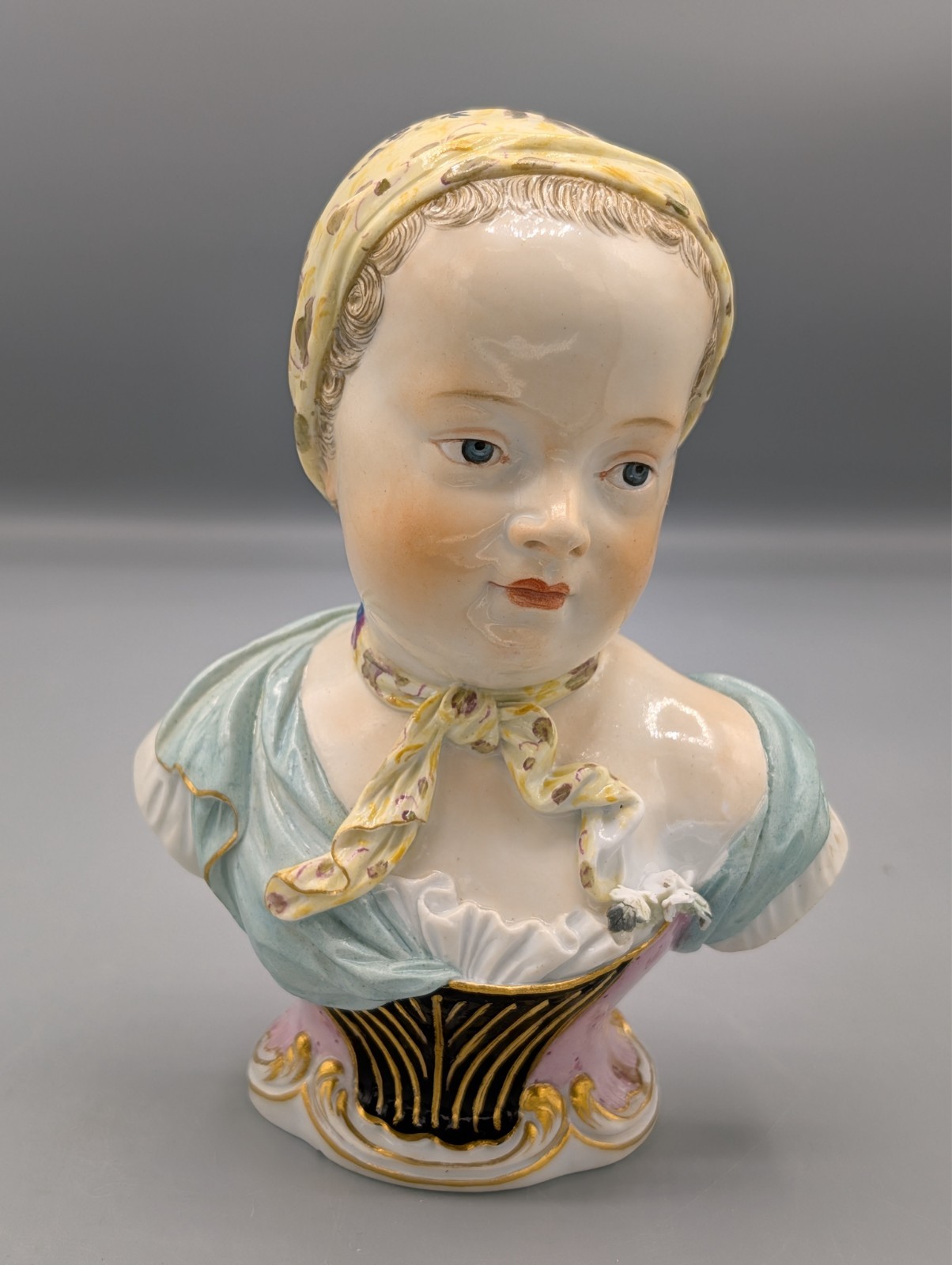 Large Rare Antique German Meissen Porcelain Bust Figurine Bourbon Child 6\