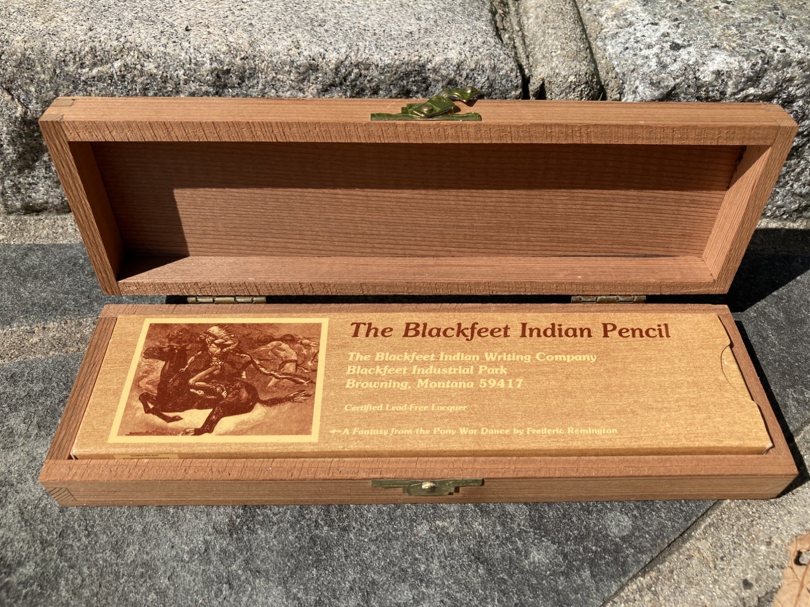 Vintage Set of 12 No. 2 Blackfeet Indian Pencils In Original Cedar Case Unused