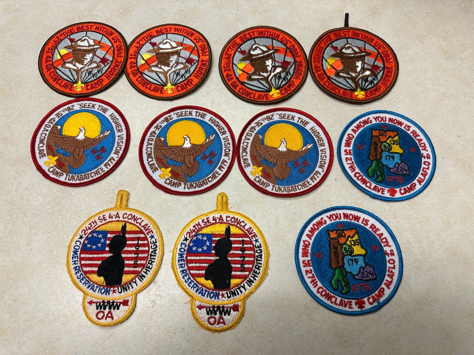Lot of 11 OA SE-4A Conclave Patches 1975, 1978, 1979, & 1980