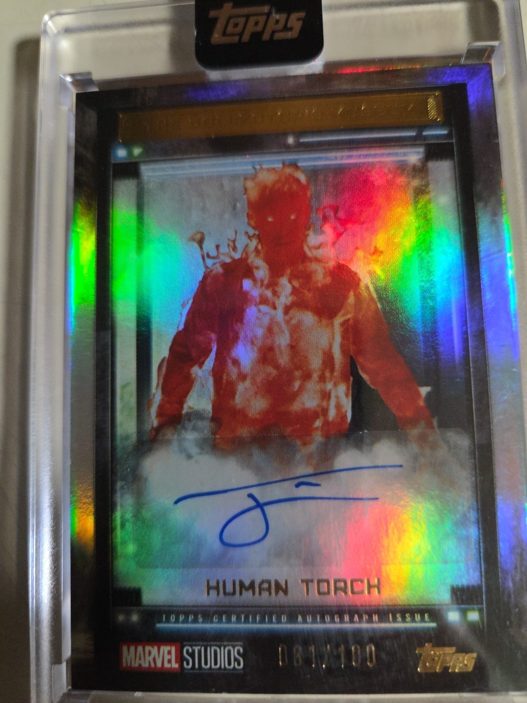 2025 Topps Marvel The Collector HUMAN TORCH Encased  #’d 81/100 Auto SSP