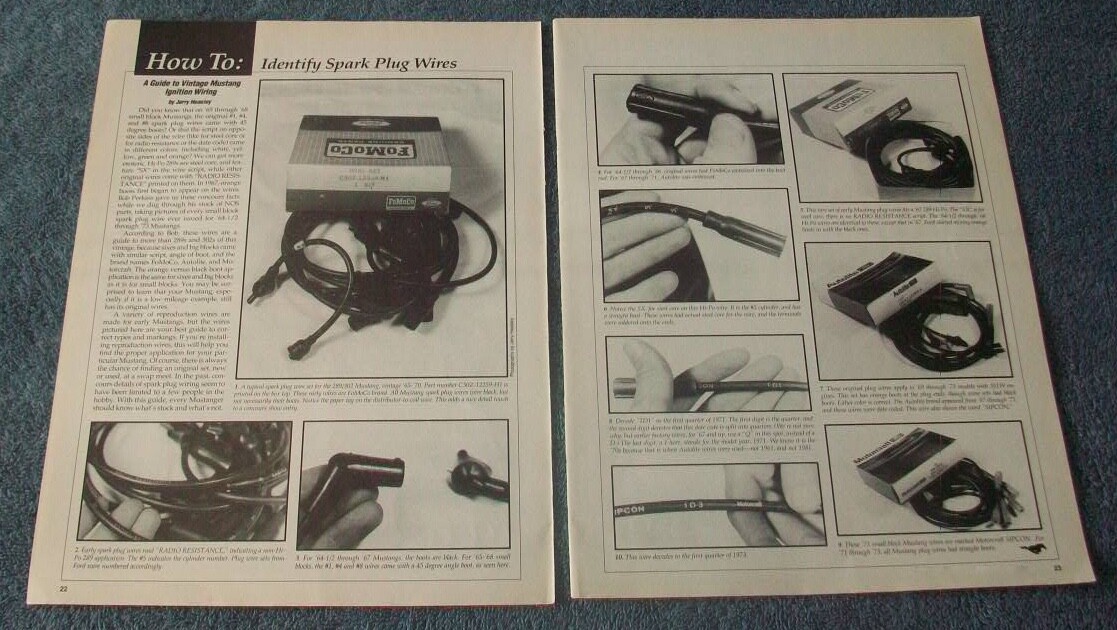 1965-73 Ford Mustang Spark Plug Wires Identification Vintage Info Article