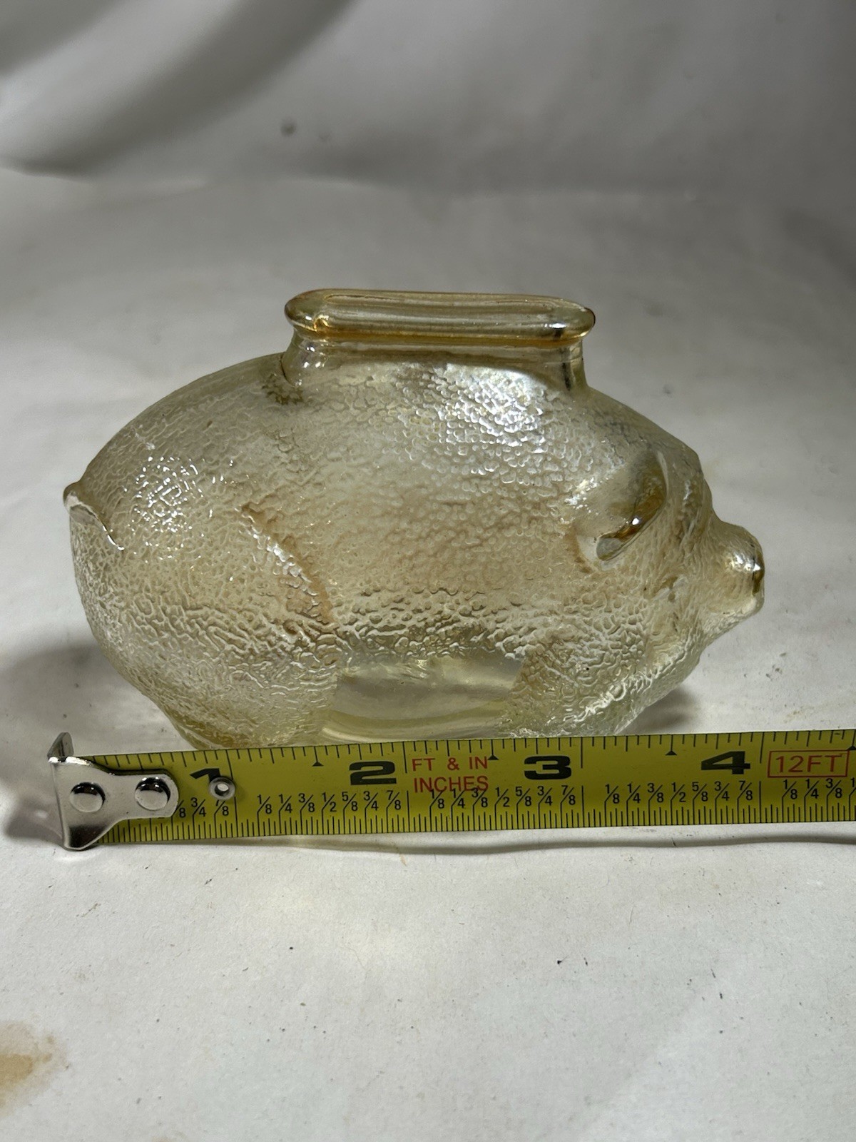 Vintage Small Anchor Hocking Amber Glass Piggy Bank Collectible Farm House Decor