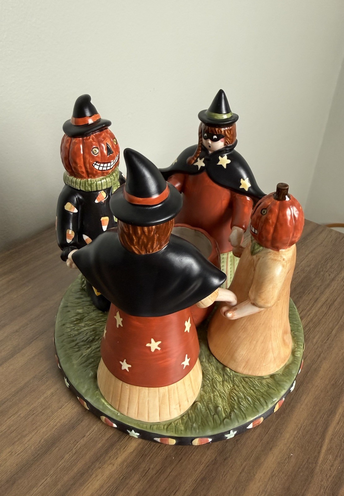 Halloween Yankee Candle Co Witch & Pumpkin Ceramic Candle Holder Colorful Cute