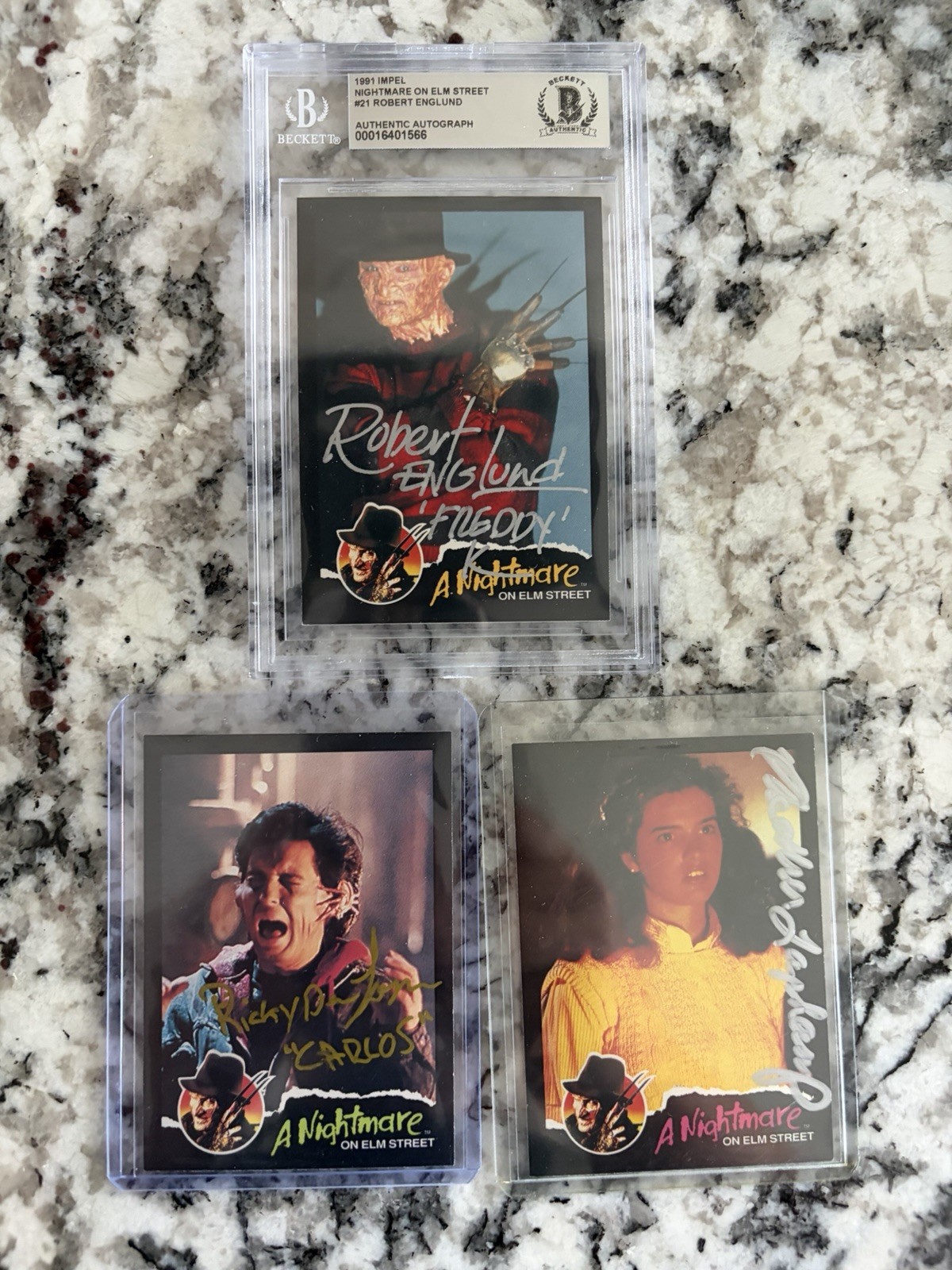 1991 Impel Nightmare On Elm Street Cards Signed Robert Englund Ricky Dean Nancy