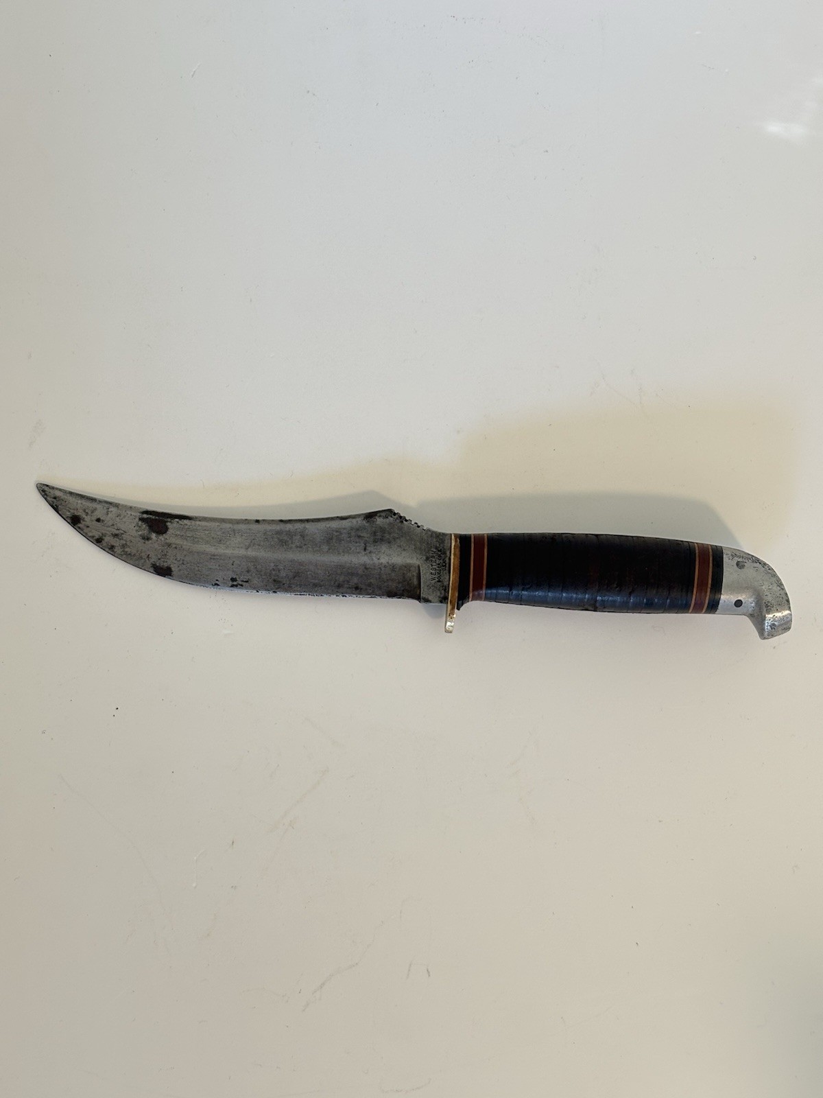 Vintage Western L39 Boulder CO USA Fixed Blade Hunting Knife Stacked Leather {AH
