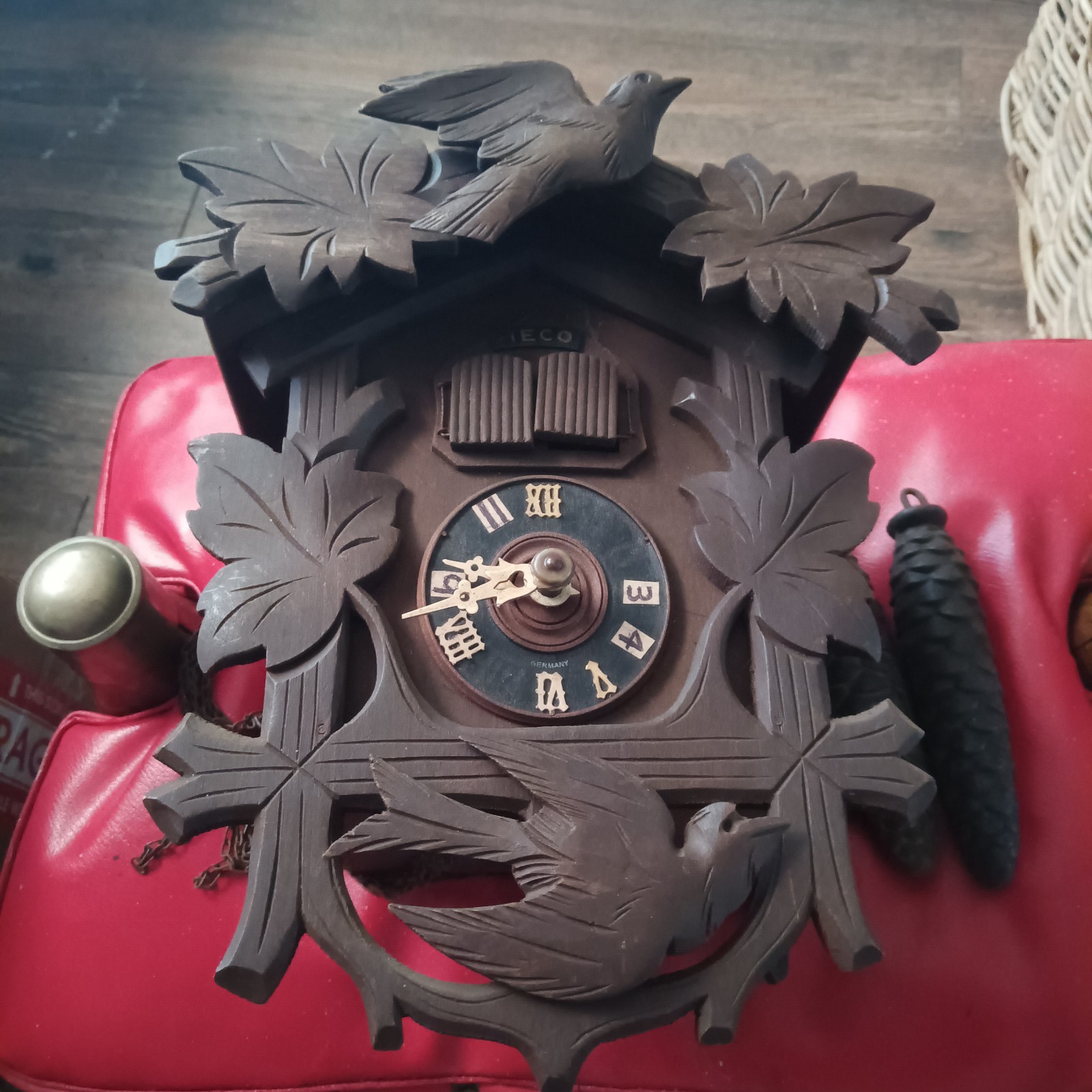 Vintage German Small Wooden Cuckoo Clock- RESTORE or PARTS