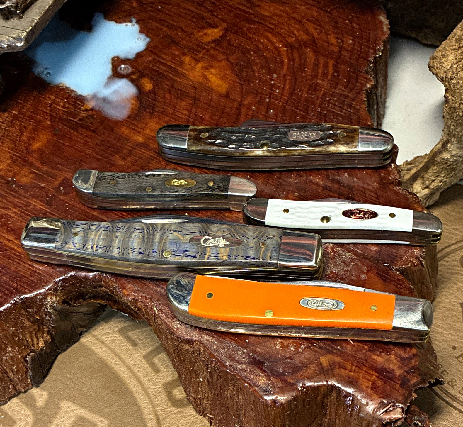 Case XX Lot of 5 Pocketknives Bone/Synthetic Handles