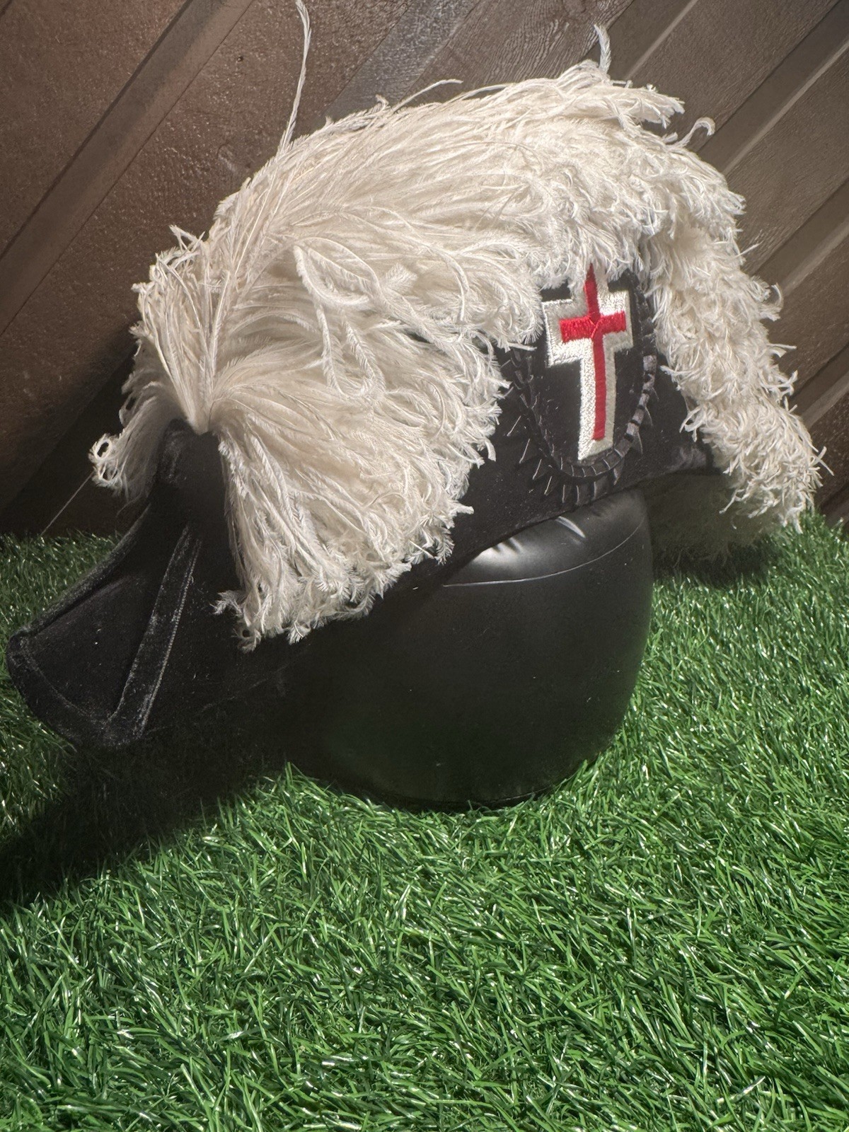 Vtg Antique Masonic Knights Templar Sir Knight Chapeau Bicorn Hat Ostrich Plume