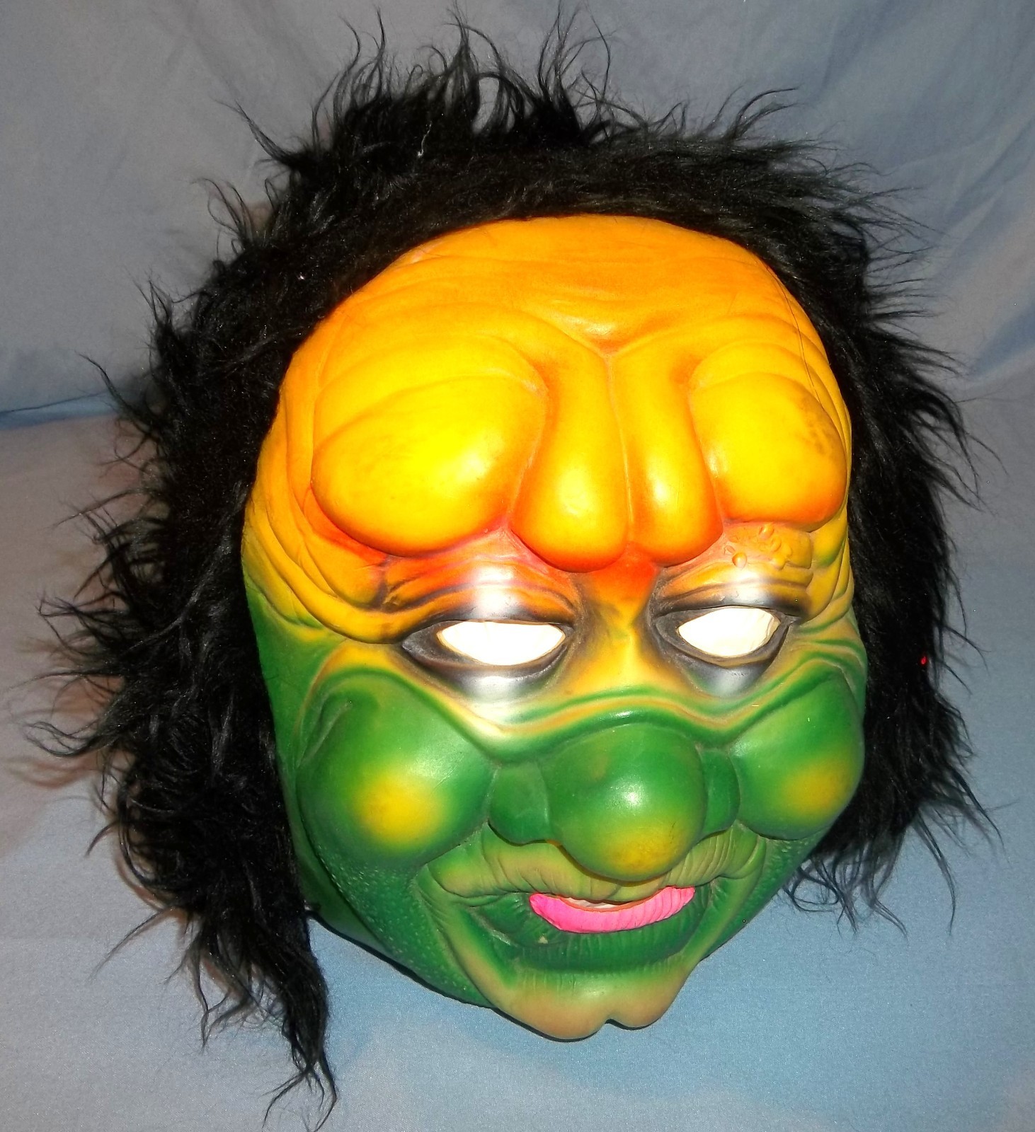 Vtg TOPSTONE Full Head Hair Rubber Creepy Creature Monster Mask Taiwan