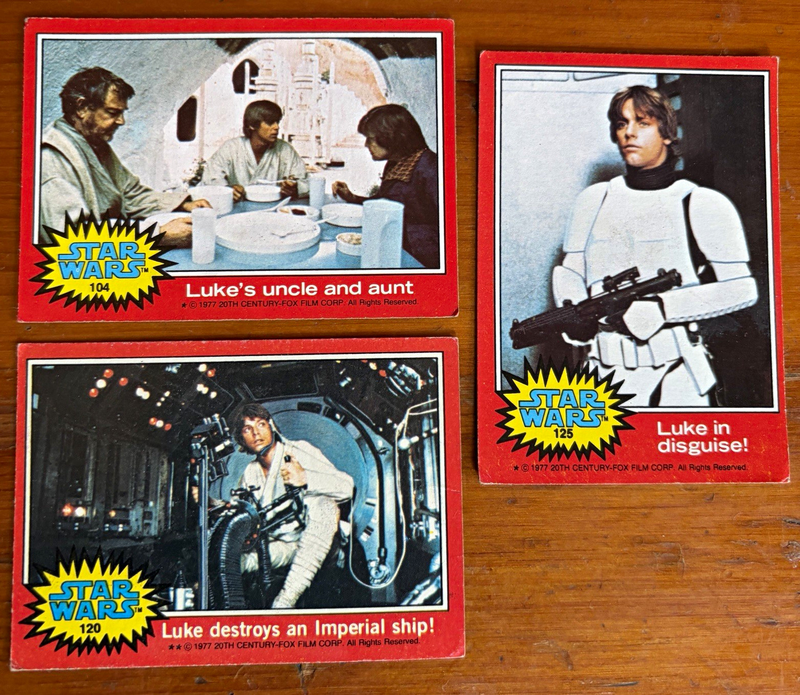 Topps Star Wars 1977 Card Lot (3) Luke Skywalker #104 #120 #125