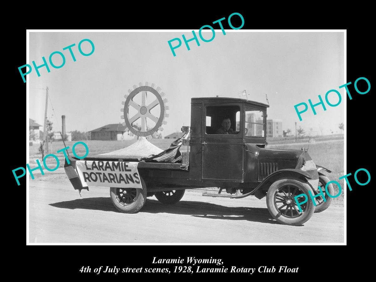 OLD POSTCARD SIZE PHOTO OF LARAMIE WYOMING THE ROTARY CLUB FLOAT 4th JULY 1928