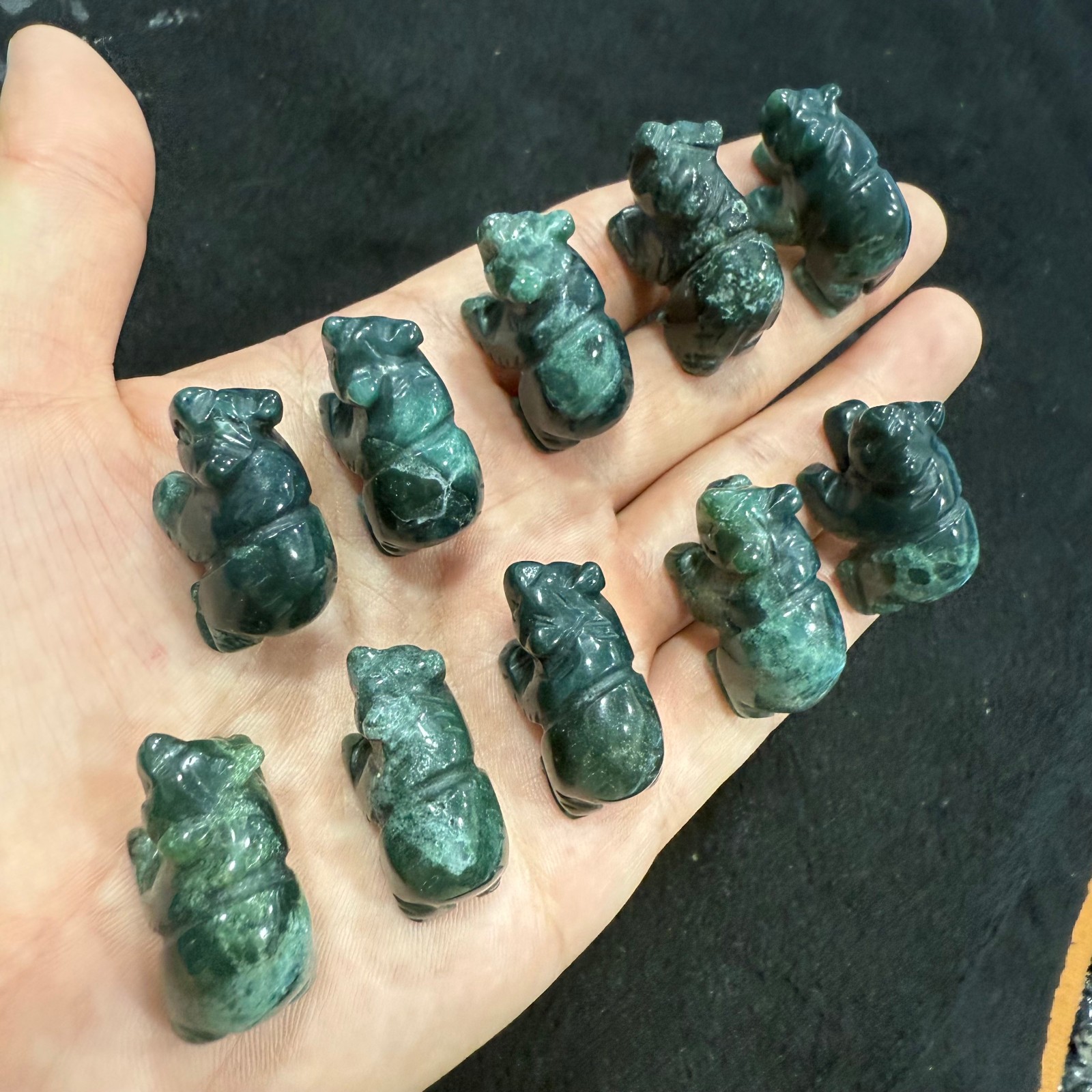 50pc Natural ocean jasper quartz Carved Crystal Bear Reiki healing