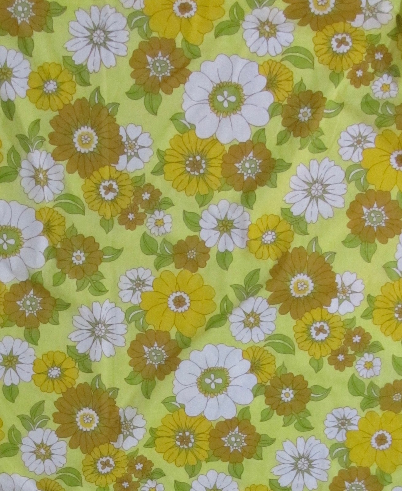 Vintage Fieldcrest Perfection (1) Twin Fitted Sheet Floral Daisy Yellow Percale