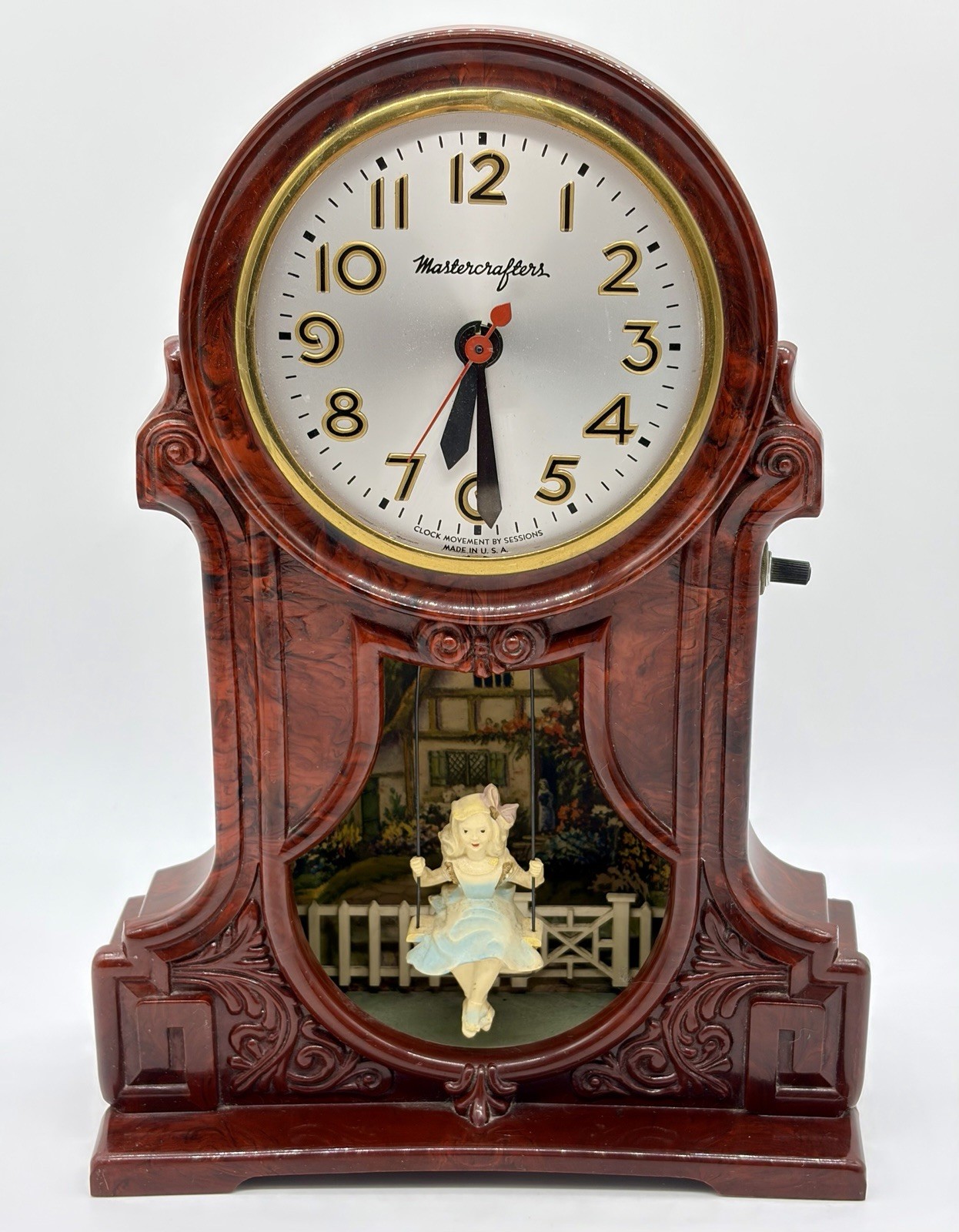 Vintage 1950s Mastercrafters Swinging Girl Motion Clock Sessions Lighted Works
