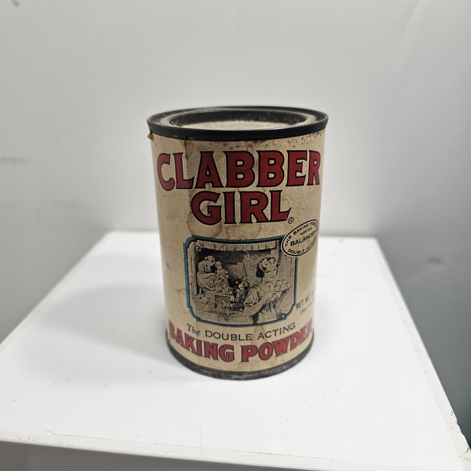 Vintage Clabber Girl Baking Powder Advertising Tin 10 Ounce Hulman Baking