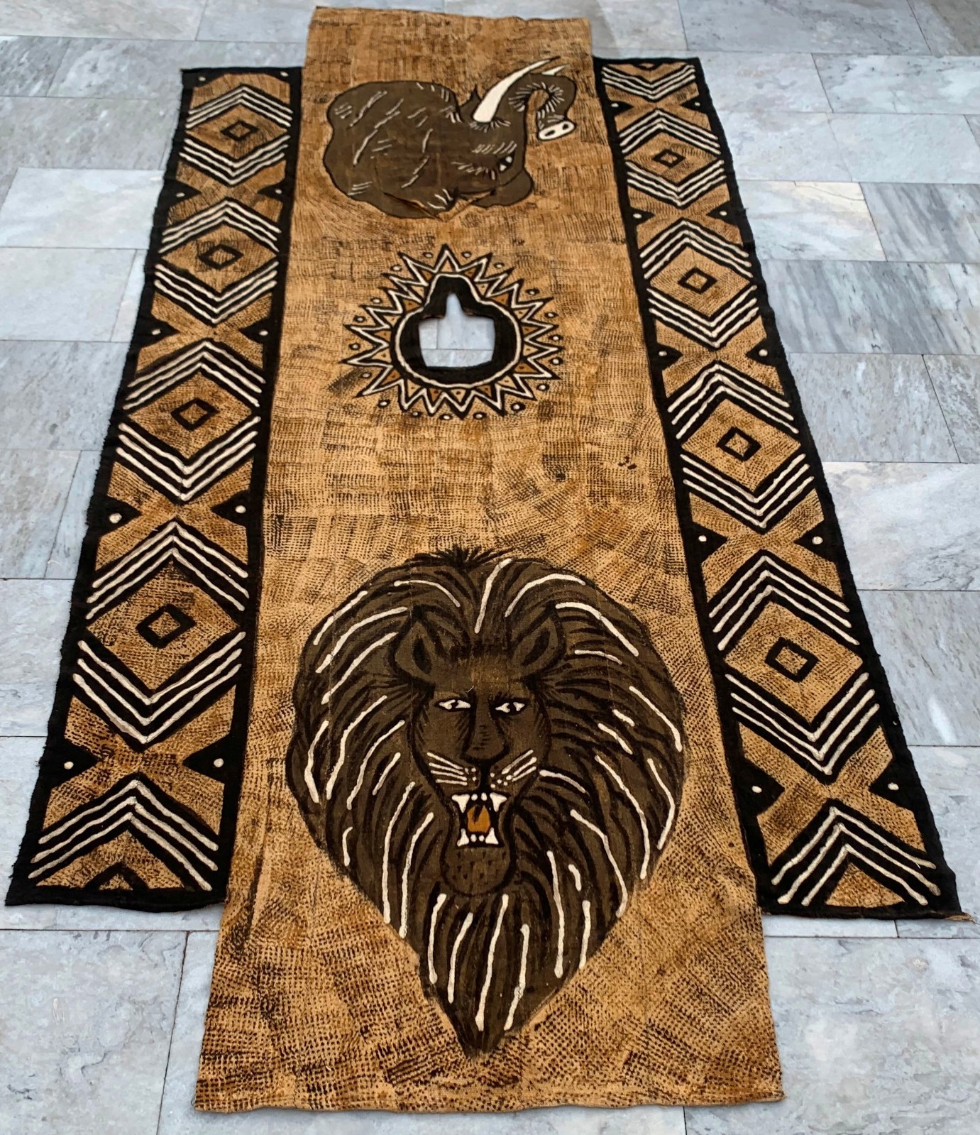 Vintage African Batik: Mud Cloth, Hand Painting Tapestry 4x9 ft