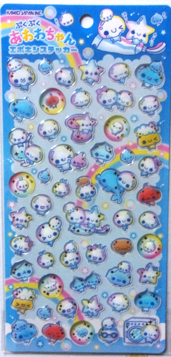 Pukupuku Awawa-chan Epoxy PVC Sticker Sheet KAMIO Japan