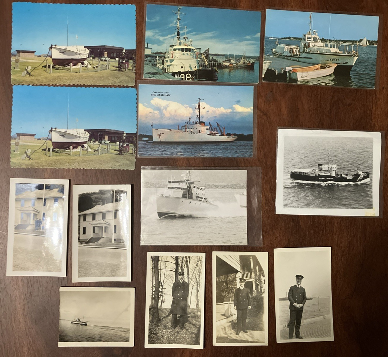 13 Vintage Coast Guard Postcard / Photo Lot USCGC Mackinac CG 6430 Military USCG