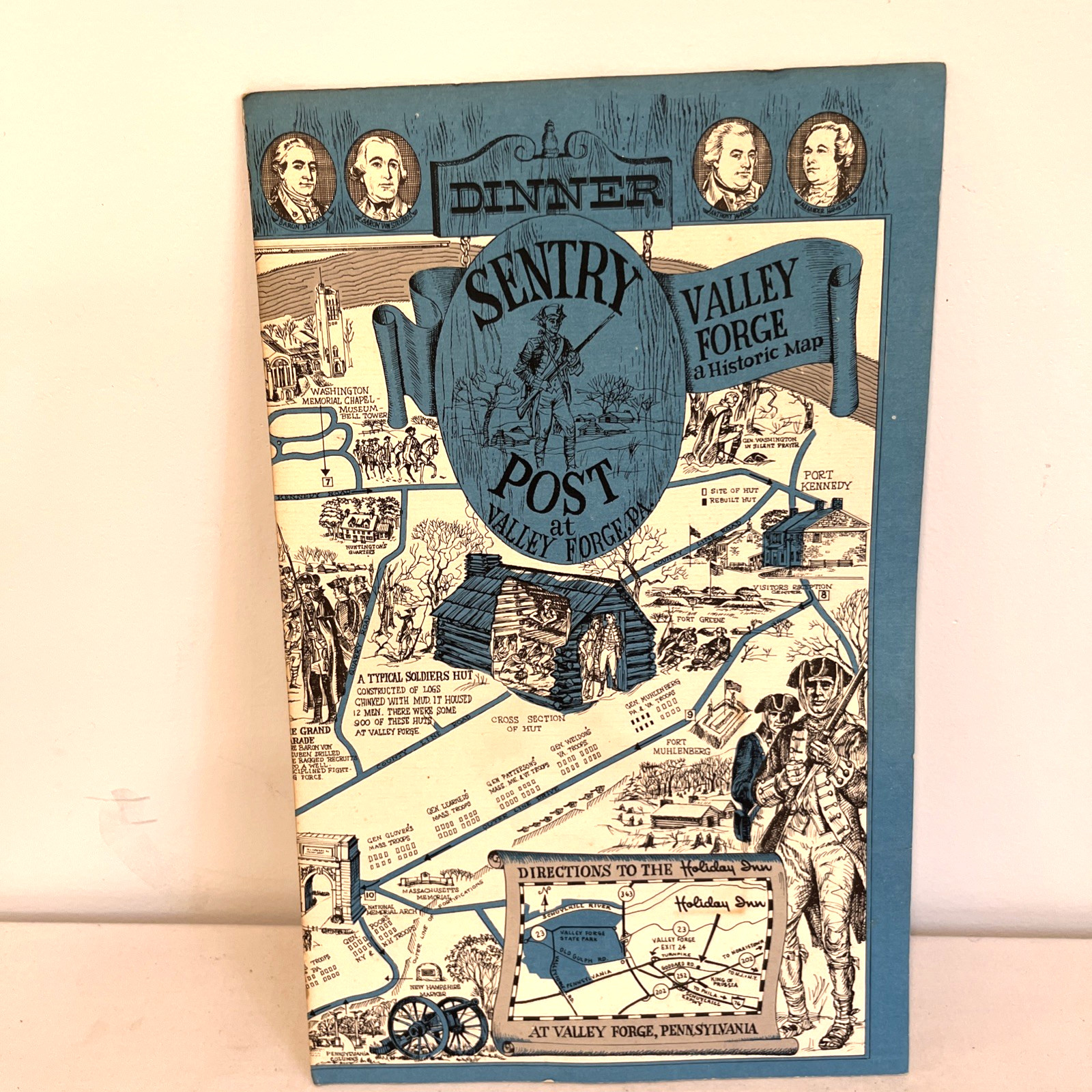 Vintage 1969 Sentry Post at Valley Forge Restaurant Dinner Menu Historic Map