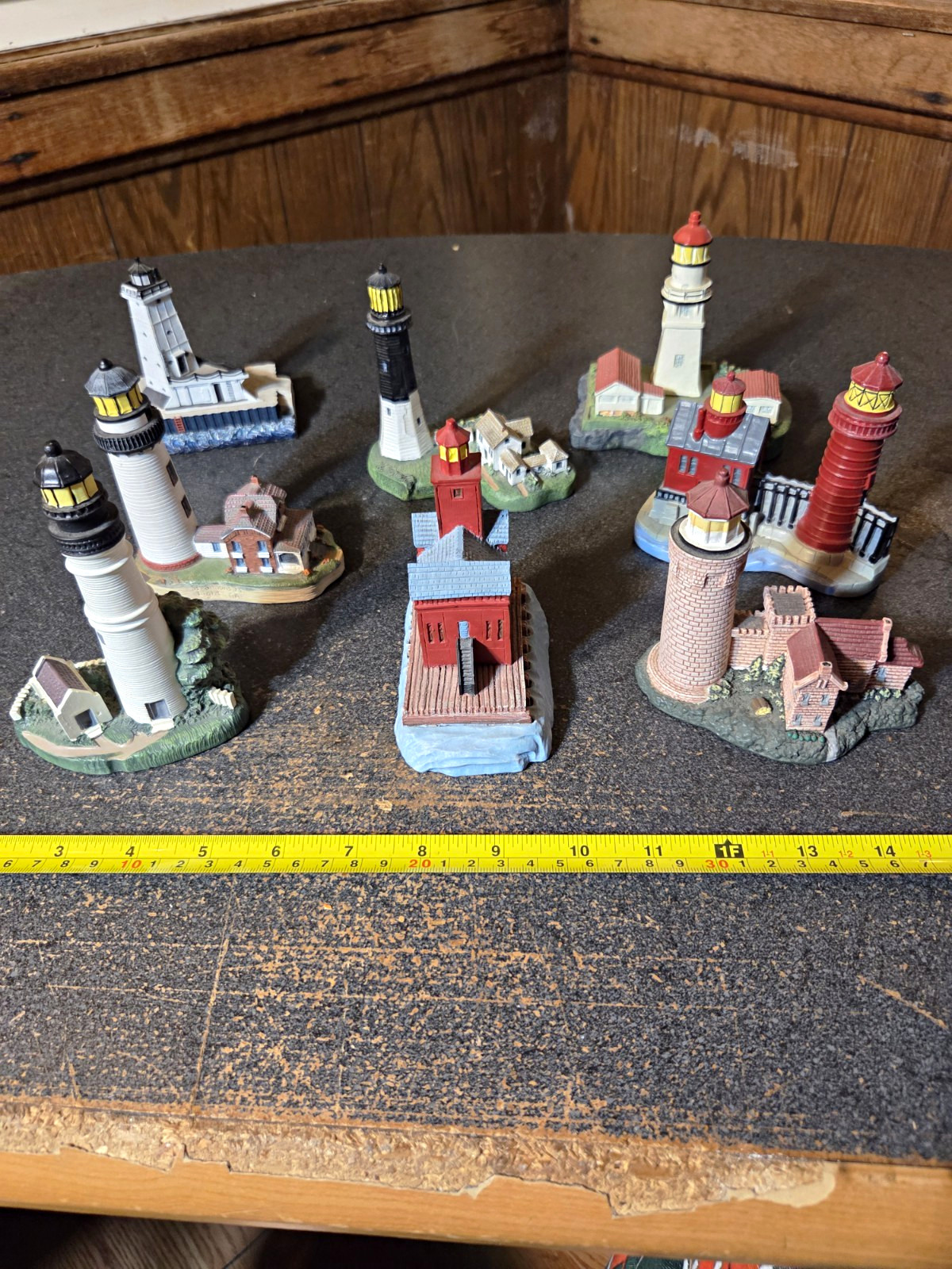 8 Spoontiques Lighthouse Mini Figurines Set, Resin Painted W/docs