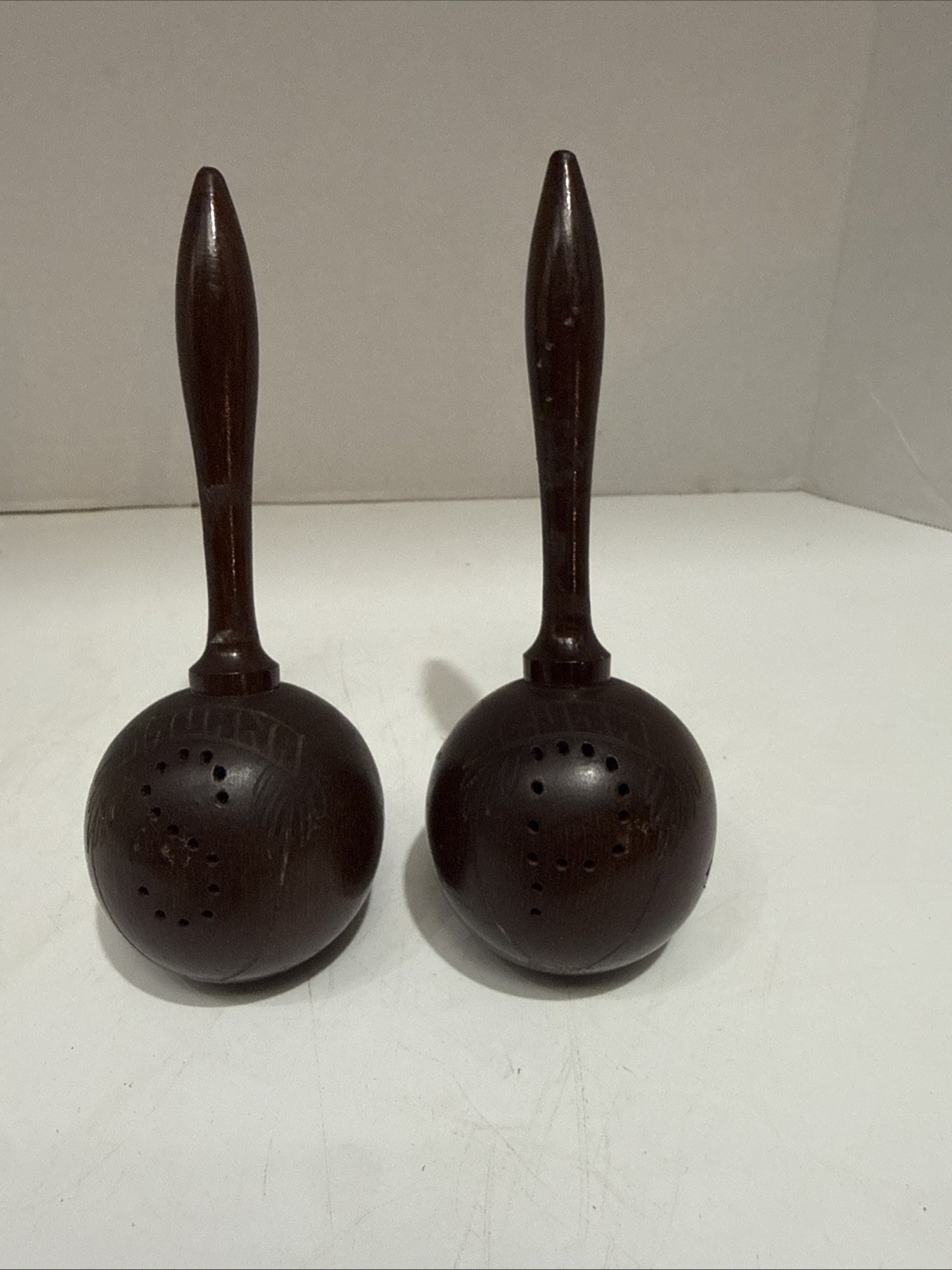 Vintage Wooden Maraca Salt & Pepper Shakers, Mid Century Modern