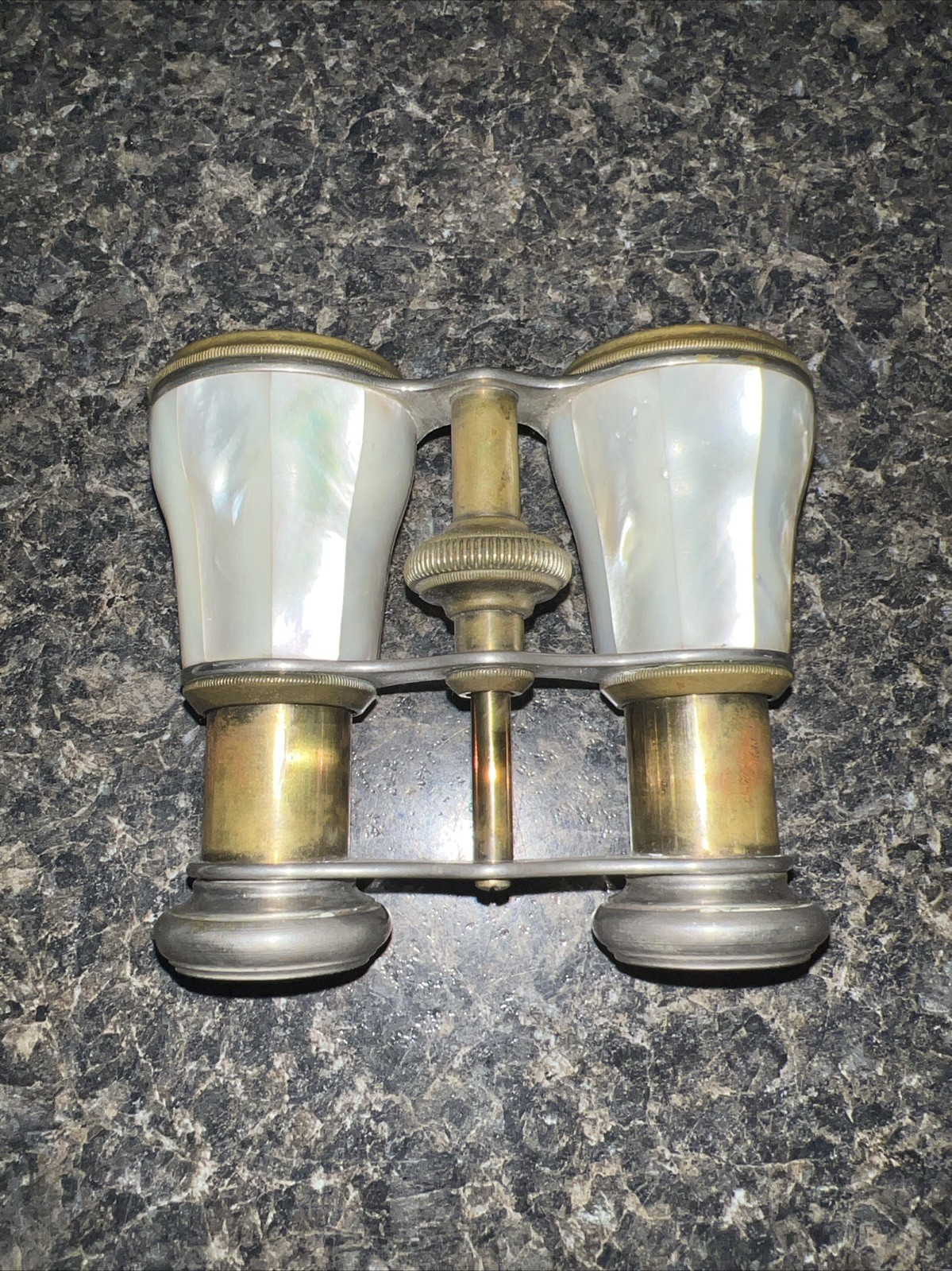 Antique Chevalier Paris French Opera Glasses Binoculars Mother of Pearl On Brass