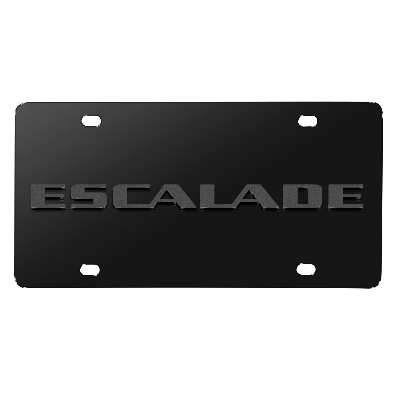 Cadillac Escalade 3D Gray Name Logo on Black Stainless Steel License Plate