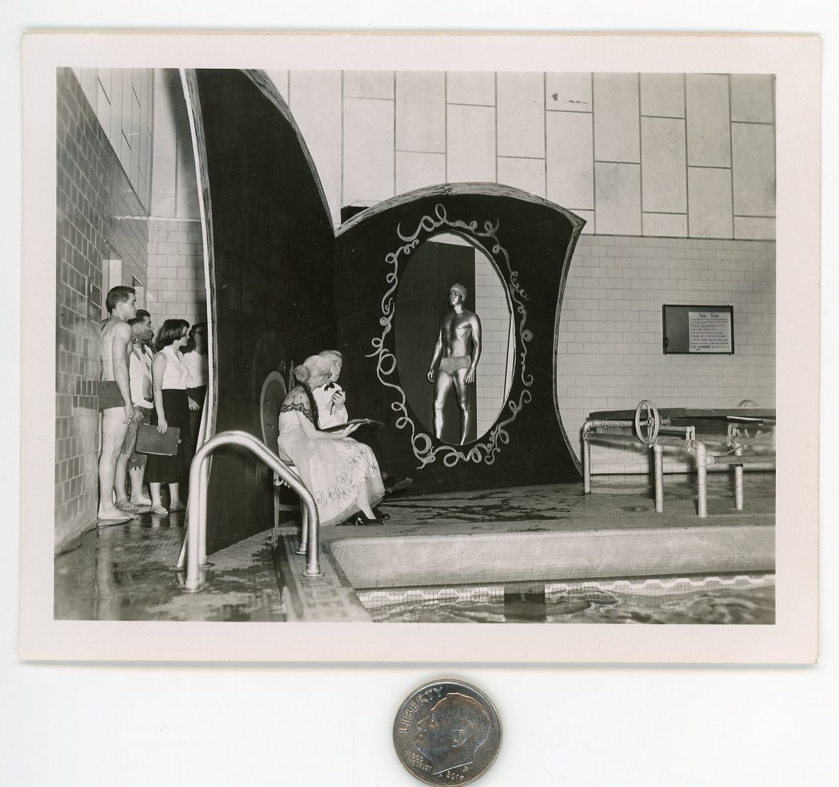 Old 1950's photo / WEIRD CULT Water Ritual GOLDEN BOY in Frame w/ Lounge Singer