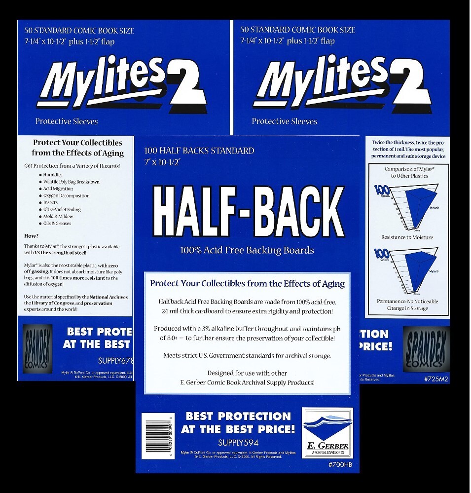 100 E. Gerber Mylites 2 & Half Backs Set - Standard Bronze Age Comic 725M2 700HB