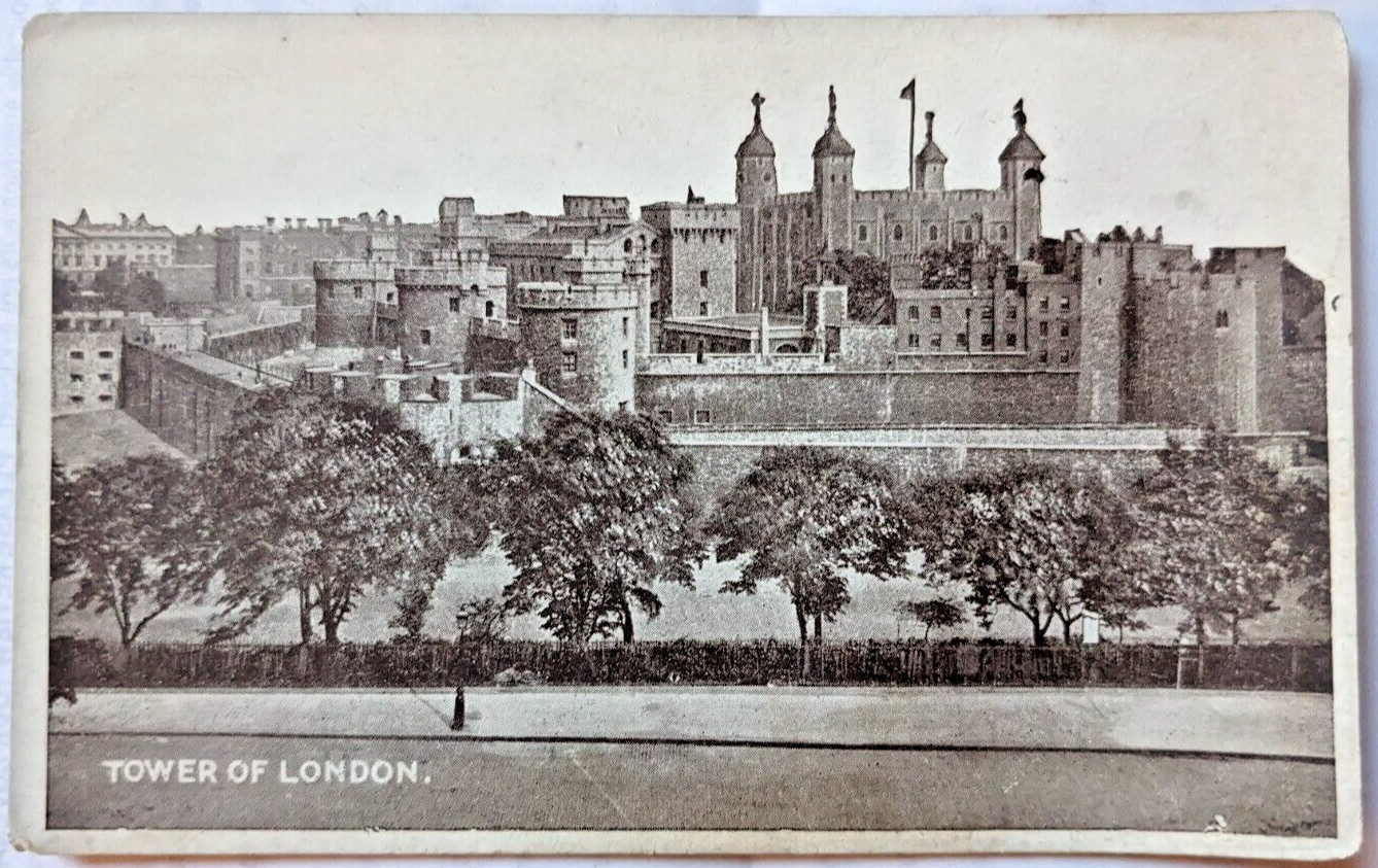 London-England, the Tower of London, Antique Vintage Postcard Unposted B&W Image