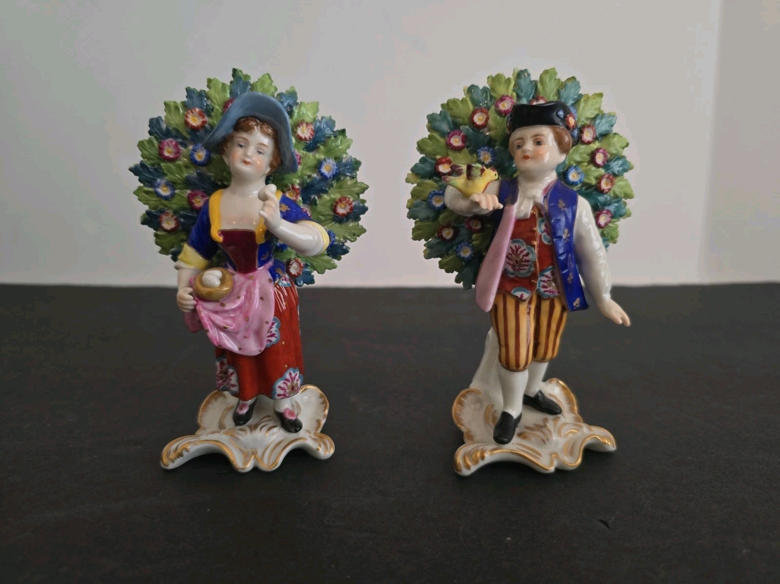 Pair 19th Century Chelsea Edme Samson French Bocage Porcelain Figurines 4.75
