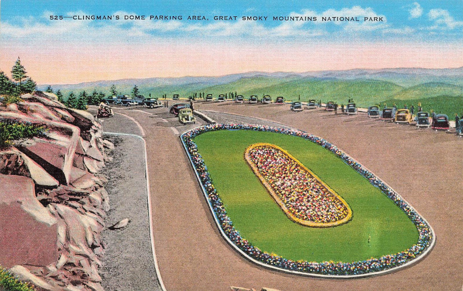 CLINGMAN'S DOME PARKING LOT POSTCARD GATLINBURG TN TENNESSEE 1930s