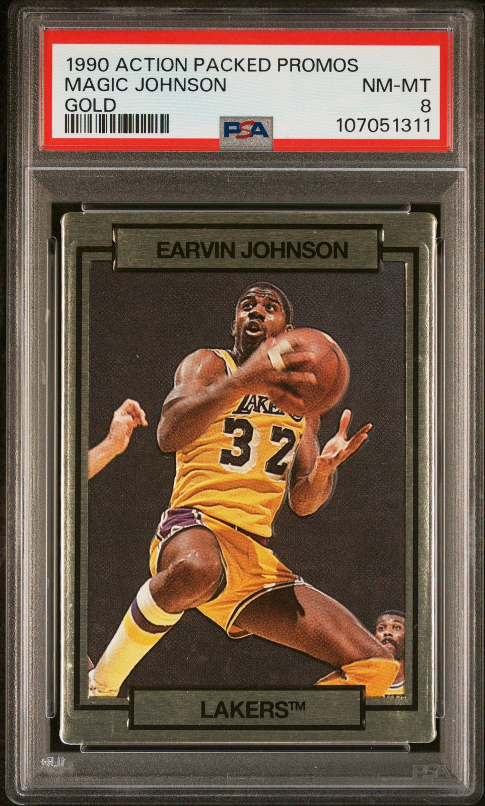 1990 ACTION PACKED PROMOS GOLD MAGIC JOHNSON PSA 8