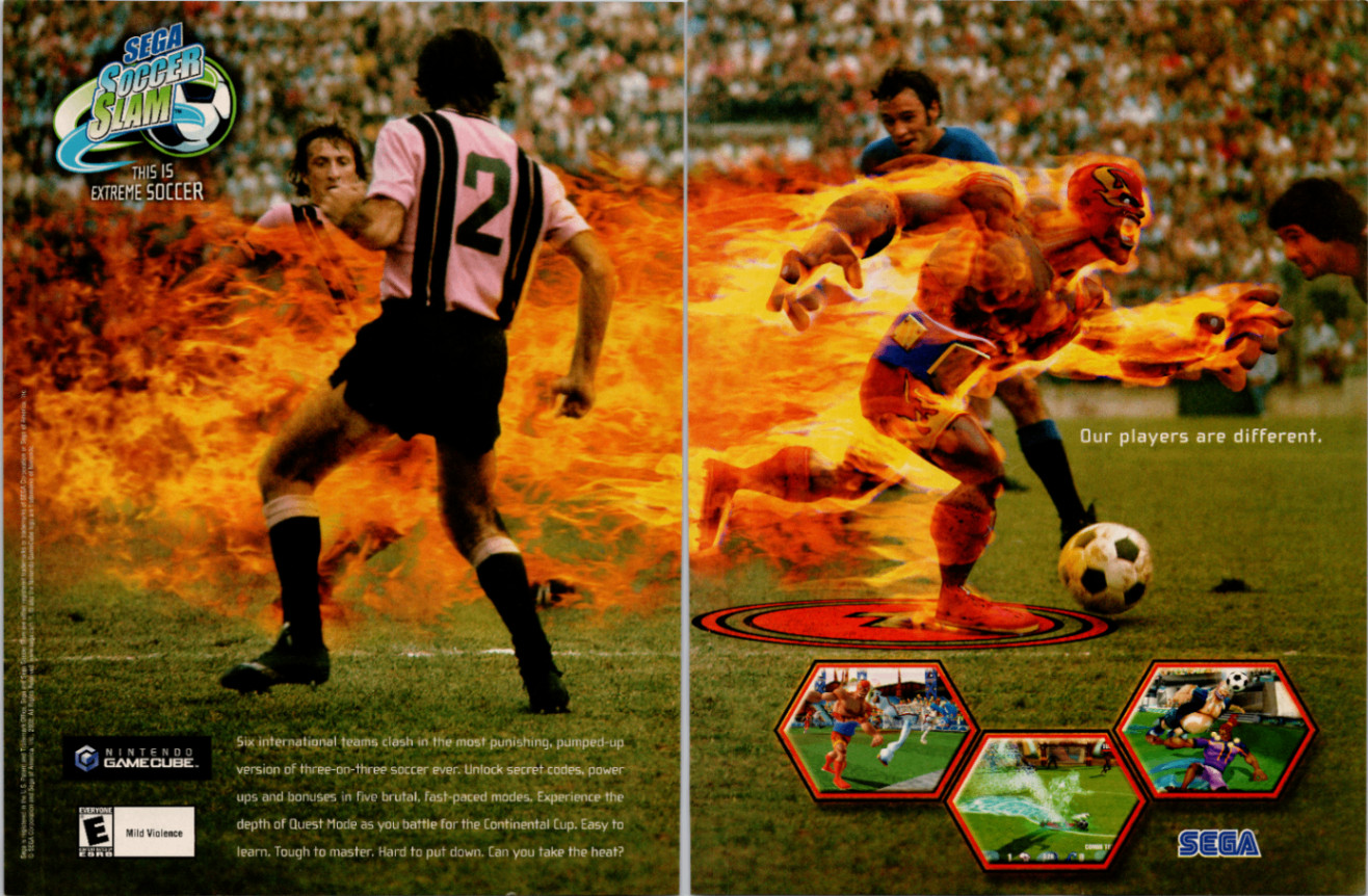 SEGA Soccer Slam Ad Vintage Original Print Ad Promo 2002 Extreme Soccer