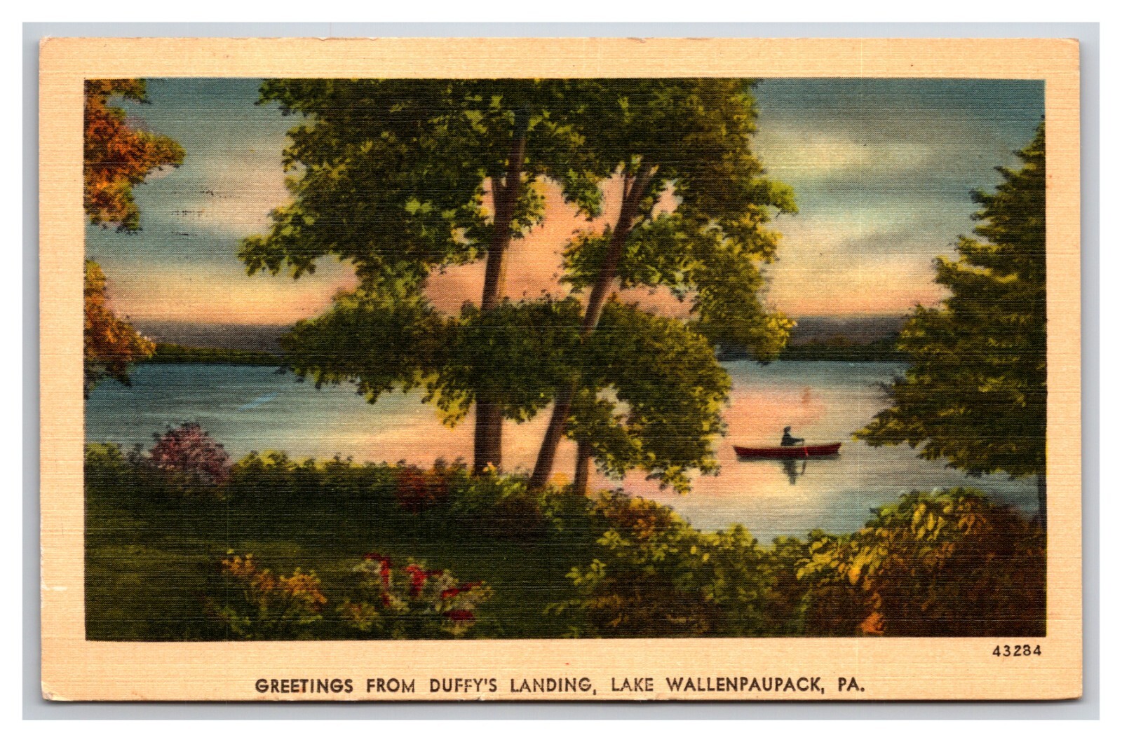 Generic Scenic Greetings Duffy\'s Landing Wallenpaupack PA Linen Postcard T23
