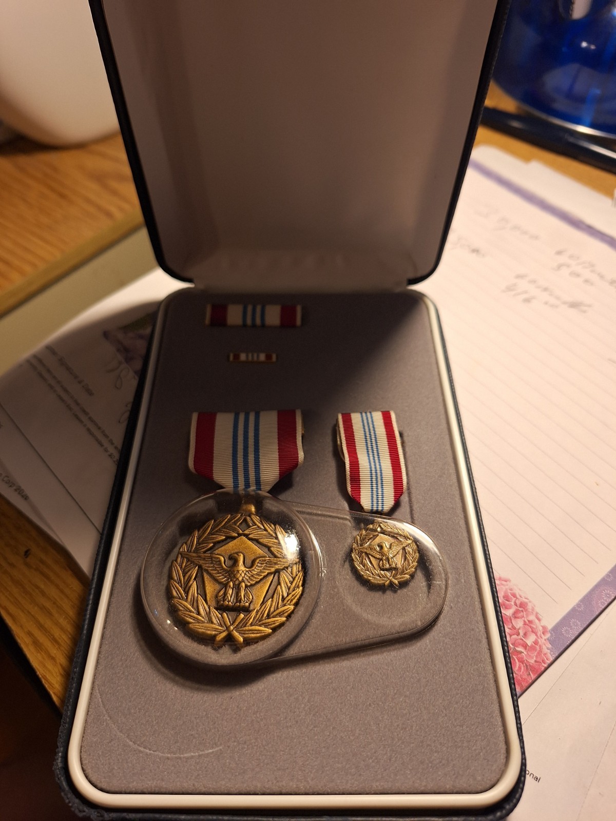 Vintage Defense Meritorious Service Medal In Presentation Case Ribbon Mini Medal