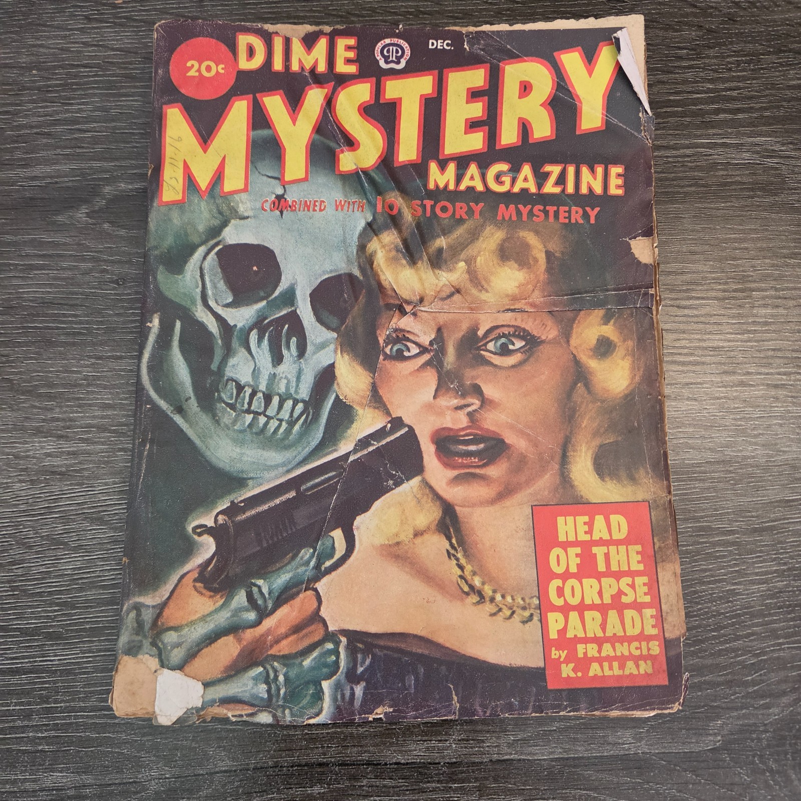 Pulp: Dime Mystery Magazine December 1949 Vol 39 No 2 Skull Skeleton Vintage
