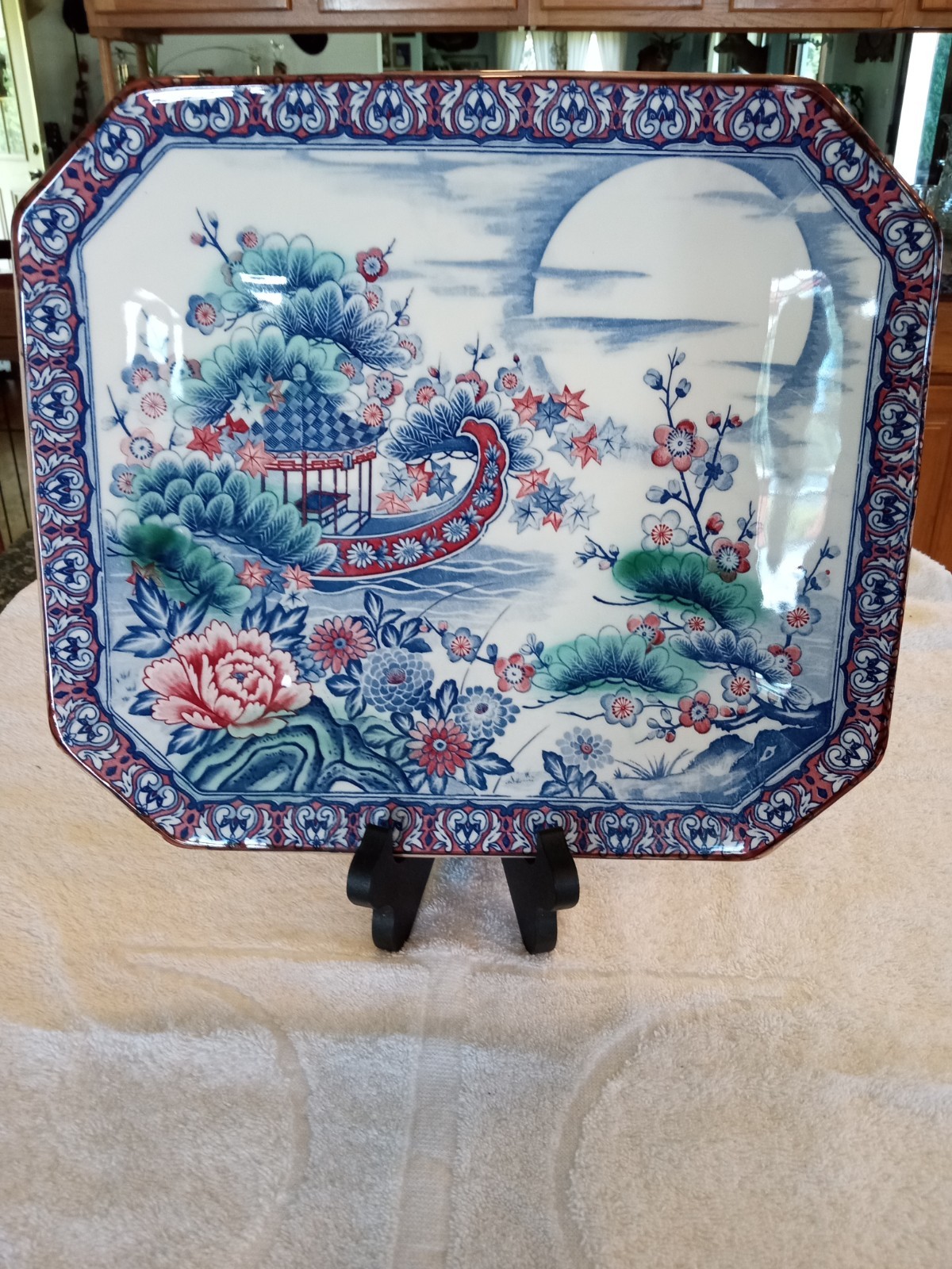 Vintage Oriental Japanese TOYO Porcelain Asahi Octagonal Boat Classic Imari 