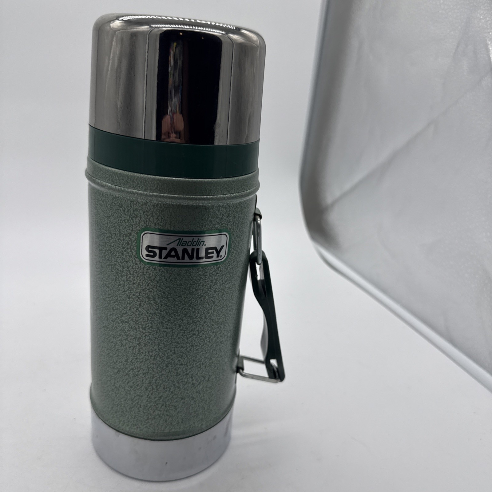 Aladdin Stanley 24oz Wide Mouth Thermos A-1350B Green Hammertone Made in USA EUC