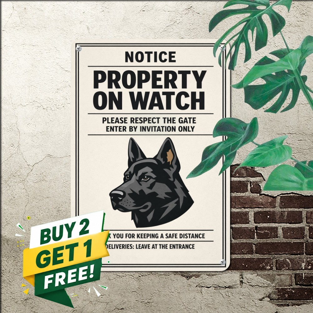 Dutch Shepherd Guard Dog Security Alert Retro Metal Tin Sign Plaque 8x12