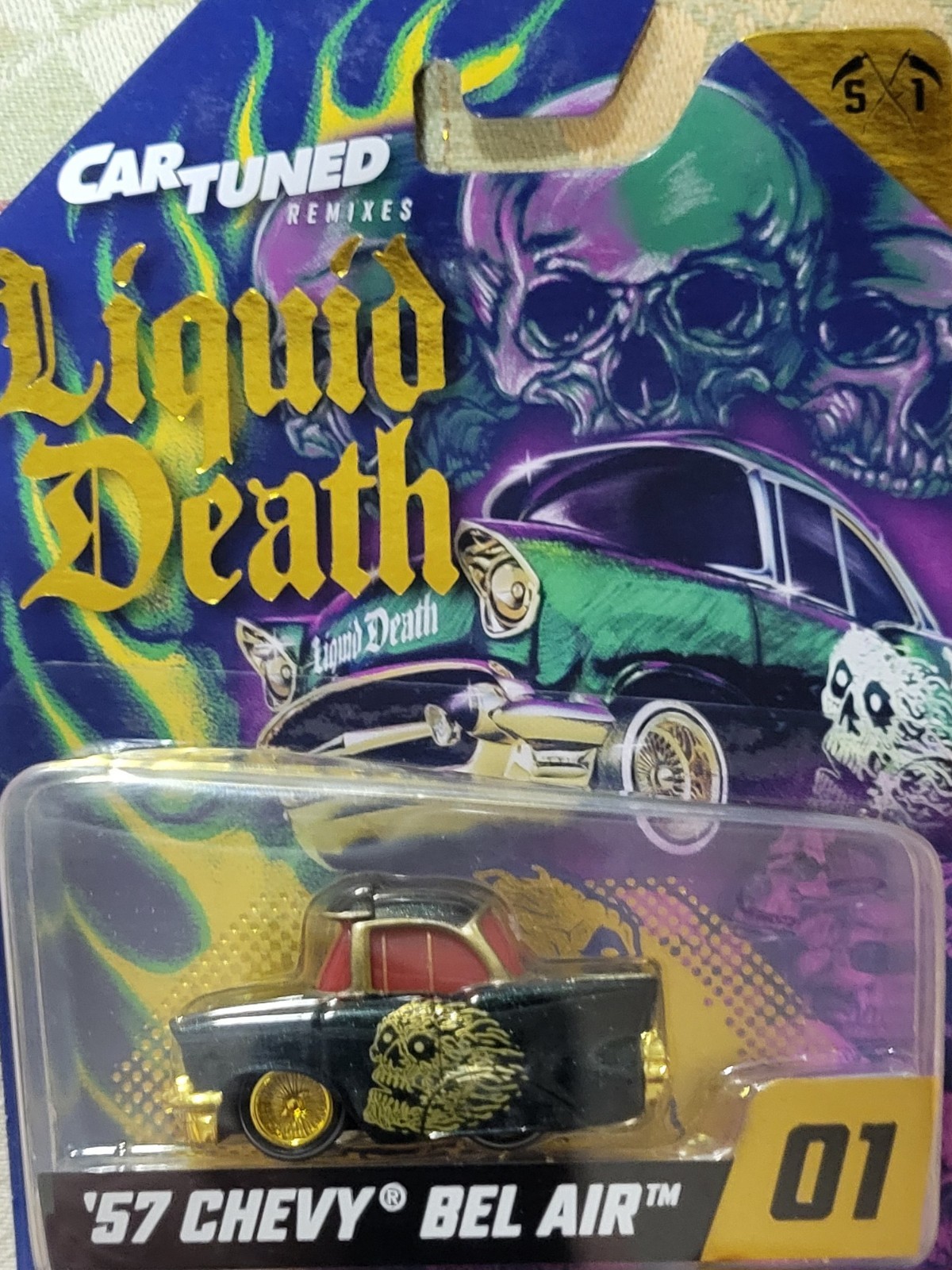 CARTUNED REMIXES SERIES 1 #01 CHASE LIMITED EDITION 1957 CHEVY BELAIR BLACK/GOLD