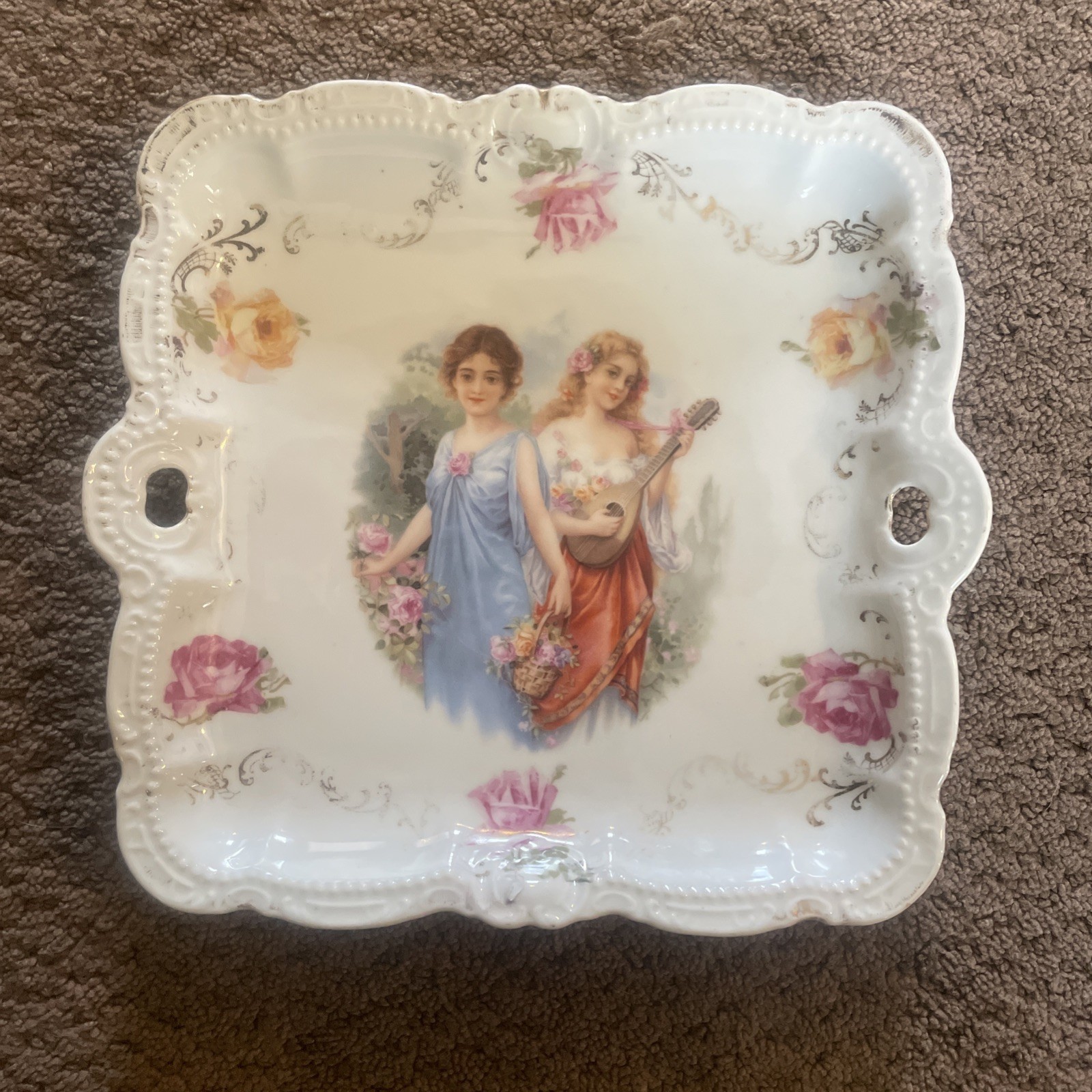 Square PM Bavaria Tray w/ Two Pretty Girls