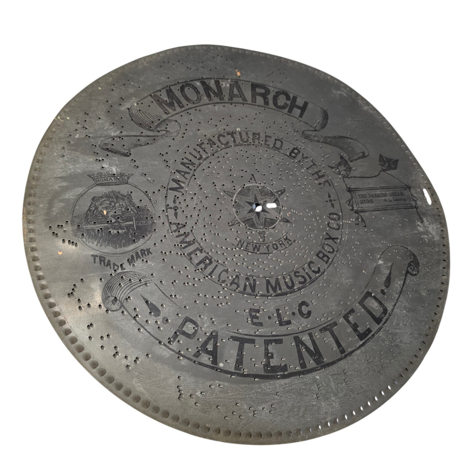 Antique 1896 Triumph Monarch Metal Disc American Music Box Co.