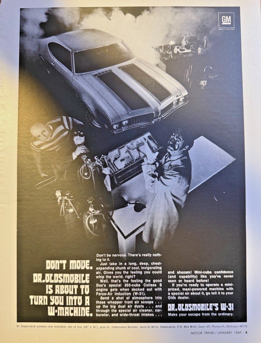 1969 Vintage Magazine Advertisement Dr. Oldsmobile Turn You Into A \
