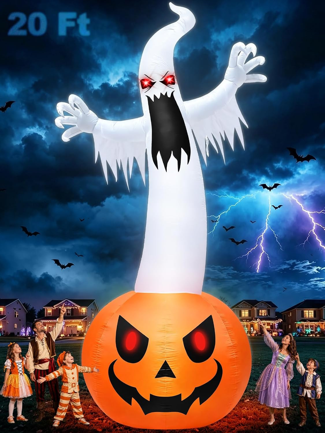 Super Giant 20 FT Halloween Inflatables Pumpkin Ghost Outdoor Decorations Super Giant 20 FT Halloween Inflatables Pumpkin Ghost Outdoor Decorations