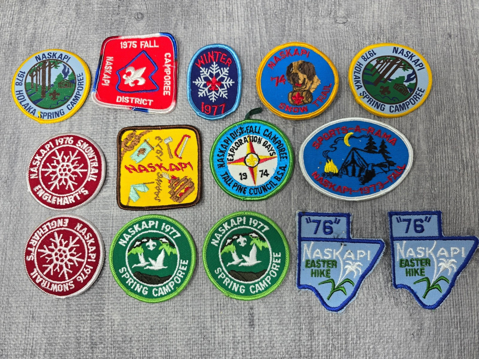 Vintage 1970s BSA Naskapi Patch Lot Tall Pine Council Flint Michigan Boy Scouts