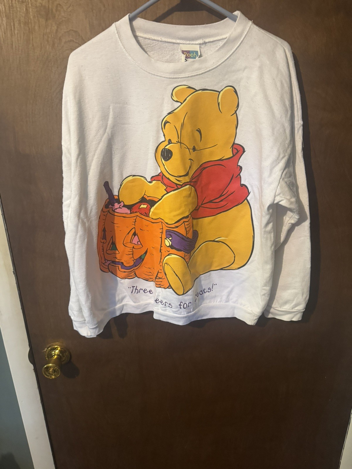 Vintage Halloween Winnie The Pooh Disney Crewneck Sweatshirt XL Pumpkin  