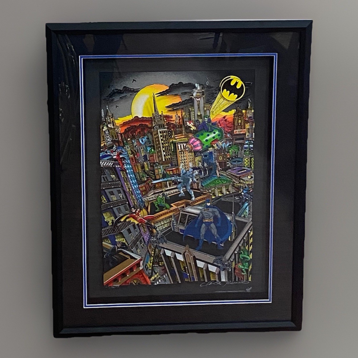 Charles Fazzino Superhero Superman Signed Numbered 3D Mixed Media on Canvas