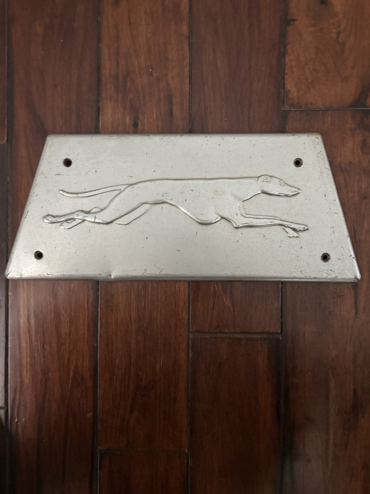 RARE Vintage Greyhound Dog Metal Emblem Badge   Read